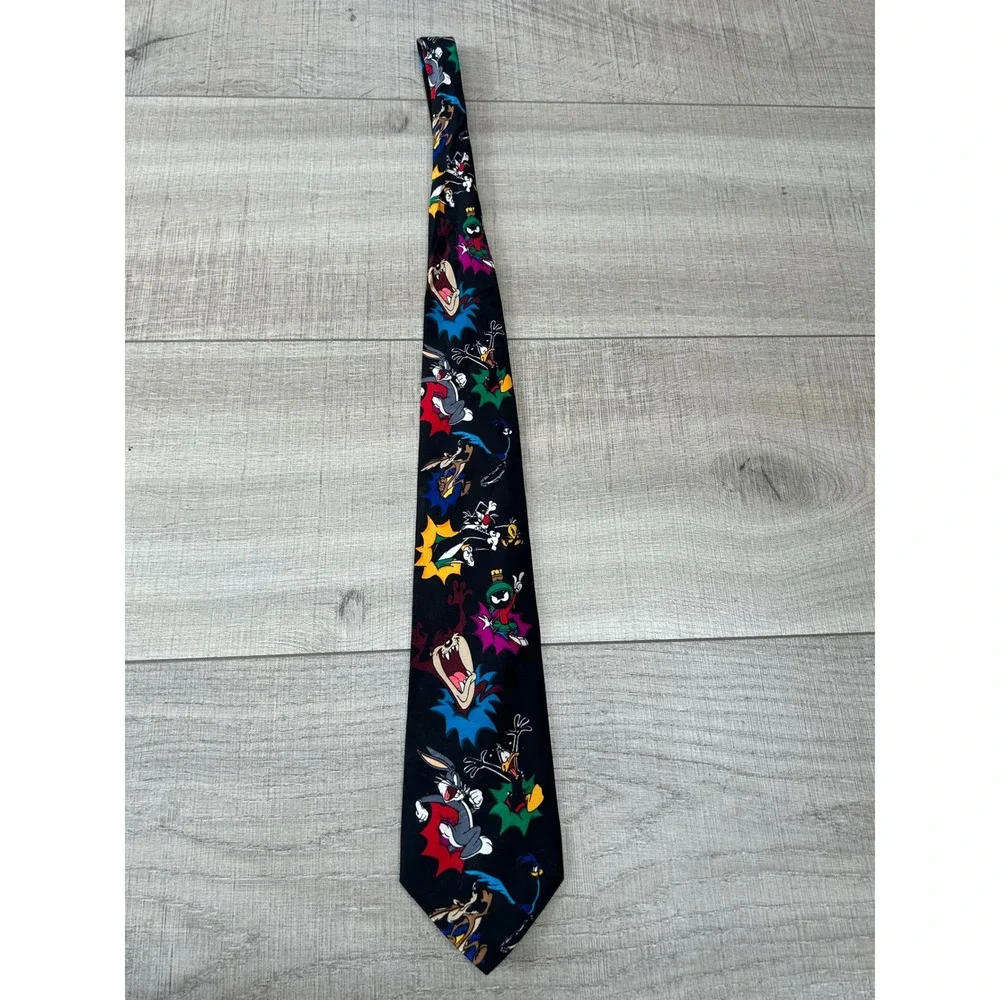 Vintage 90s Looney Tunes Character Print Novelty Tie Bugs Bunny Taz‎
